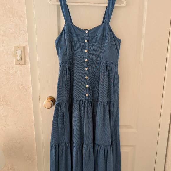 Madewell Petite Button-Front Tiered Midi Dress in Stripe - Size 4 - Picture 6 of 9